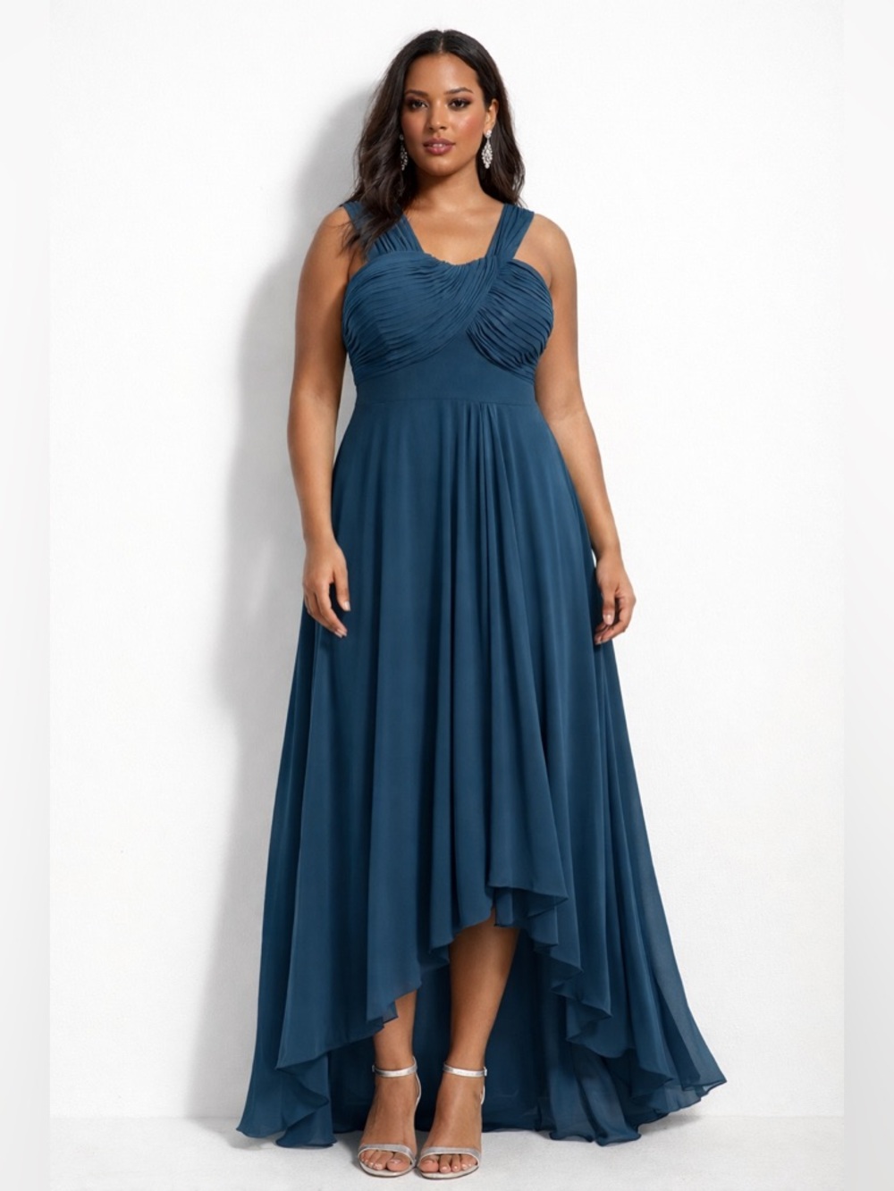 NWT Dusty Blue Asymmetrical High Low Formal/Prom/Mother of the Bride Dress